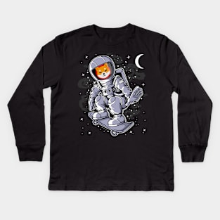 Astronaut Skate Shiba Inu Coin To The Moon Shib Army Crypto Token Cryptocurrency Blockchain Wallet Birthday Gift For Men Women Kids Kids Long Sleeve T-Shirt